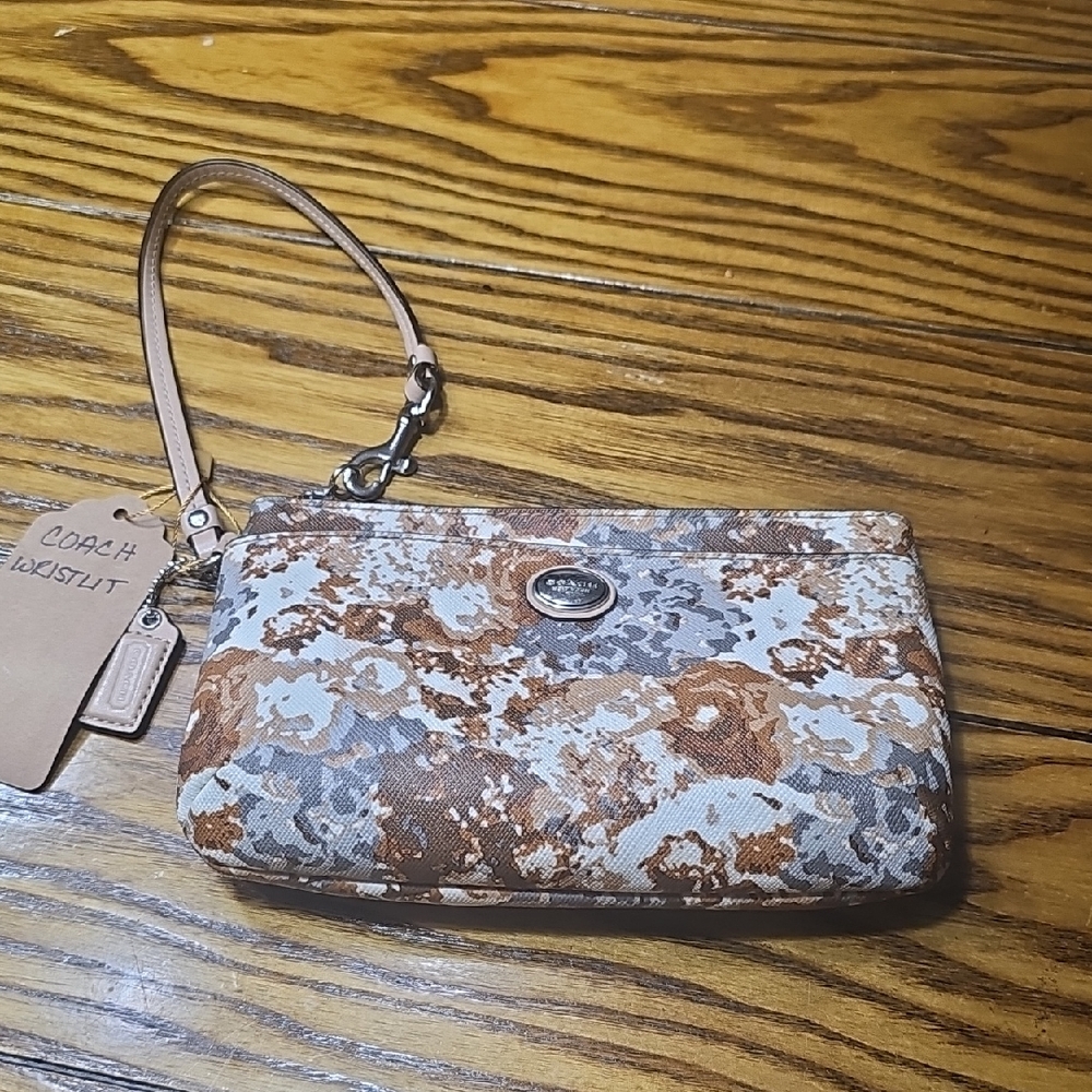 Coach Brown and Gray Wristlet